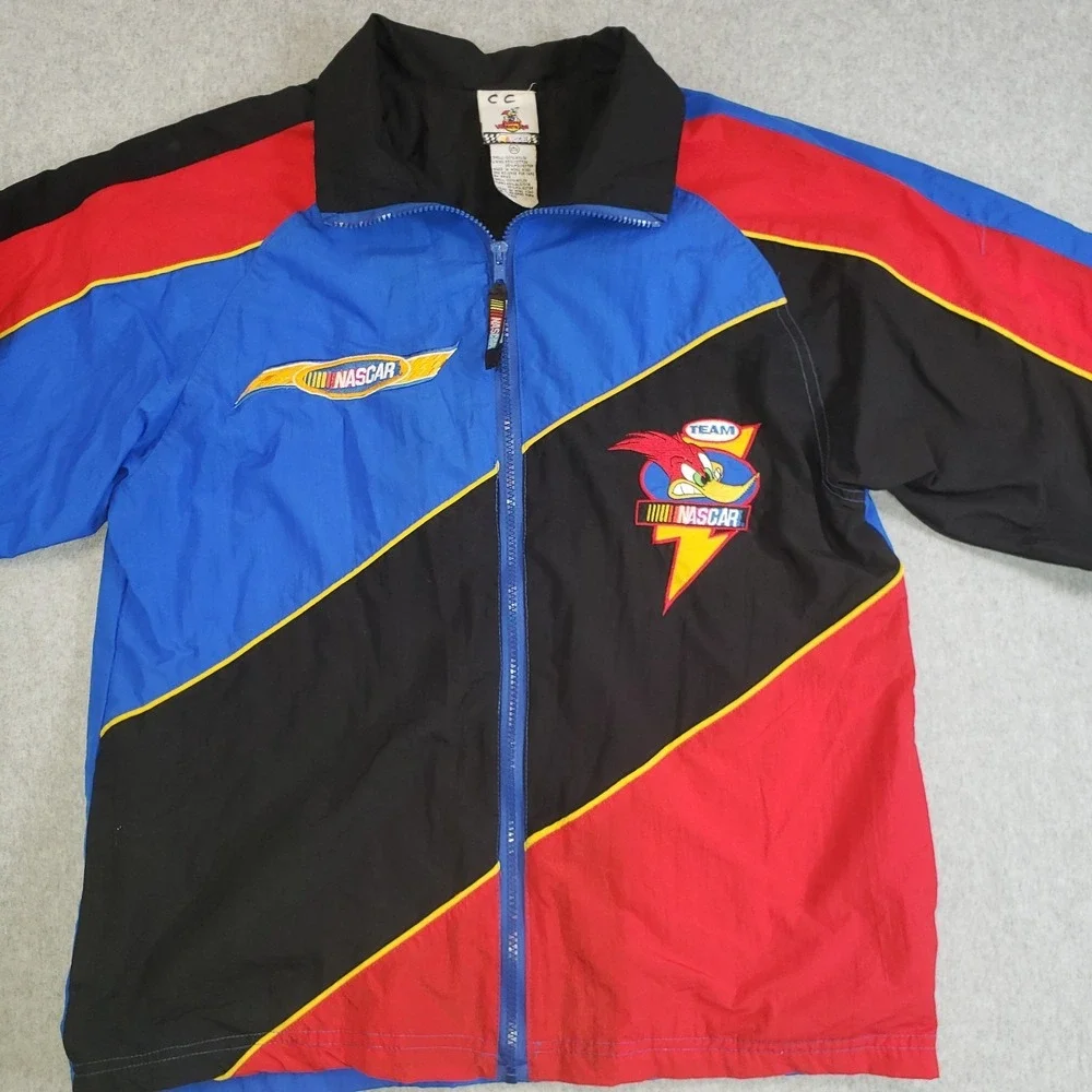 Vintage Nascar Woody Woodpecker Jacket Youth Sz L 16-18 Colorblock Chase Authent